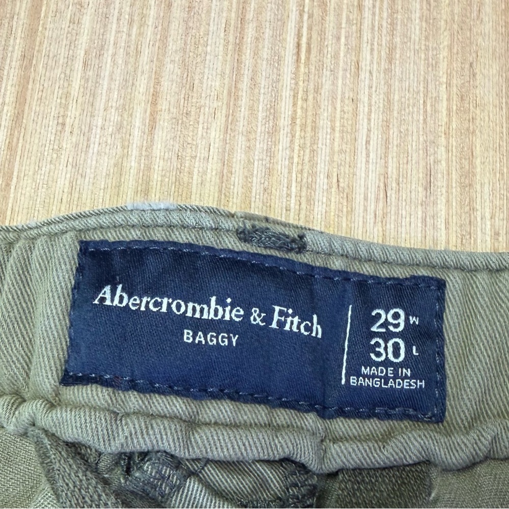 Abercrombie & Fitch Baggy Cargo Pants Mens 29x30(28) Green Retro Y2K Skater - Picture 4 of 8